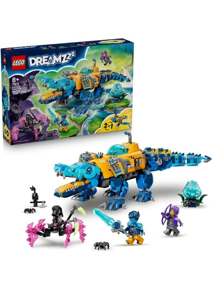 LEGO DREAMZzz 2in1 Crocodile Submarine Toy for Kids 71512 (Age 8+, 1107 Pieces) - Image 1